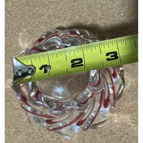 Mikasa Thick Art Glass Red Peppermint Swirl Candy Dish Dip Bowl 4x3' - Picture 13 of 13